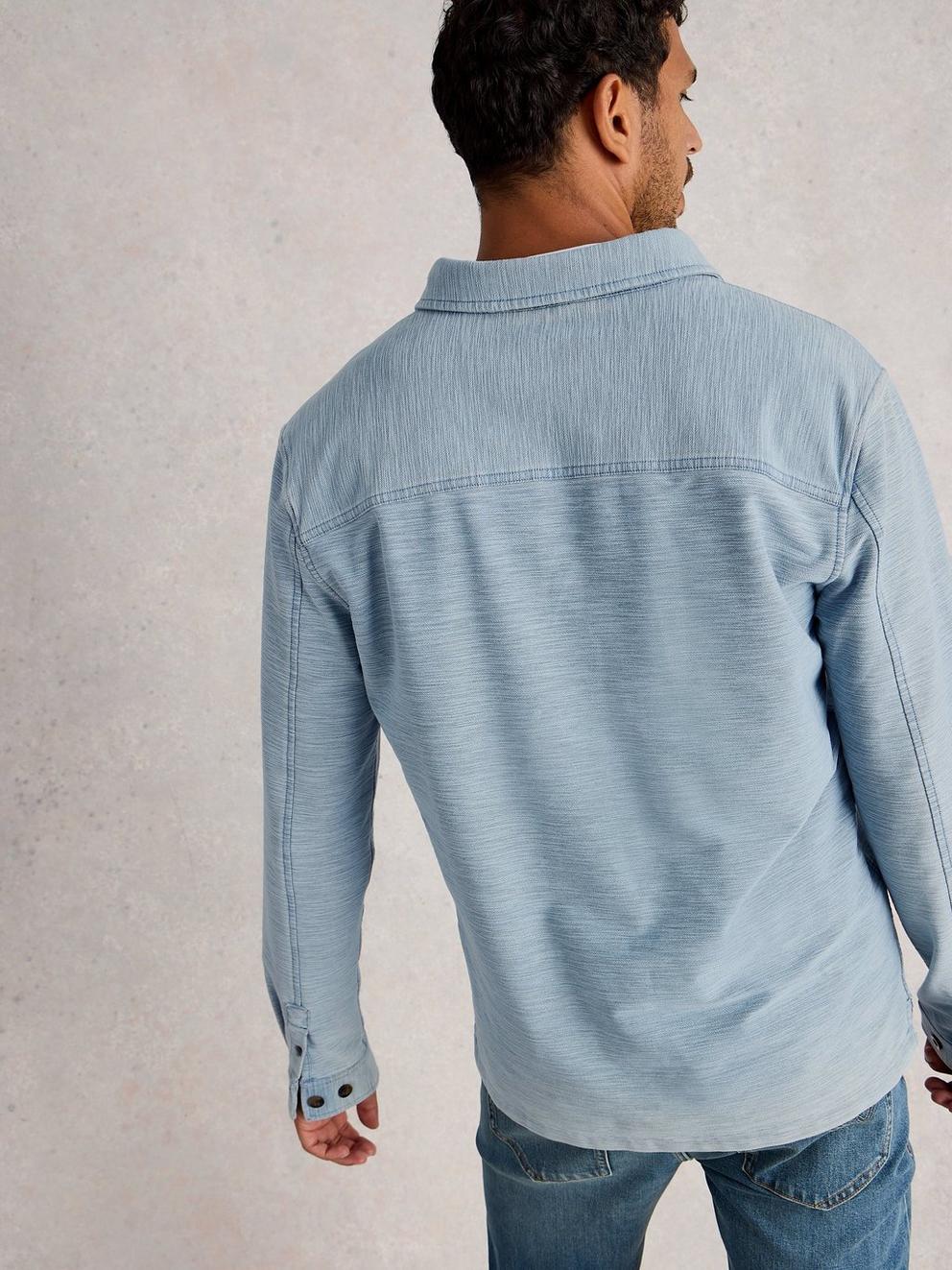 Fenton Slub Pop Over in LGT BLUE - MODEL BACK