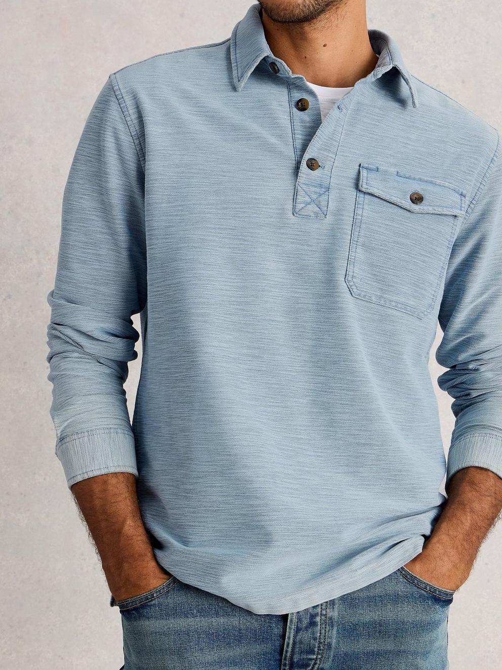 Fenton Slub Pop Over in LGT BLUE - MODEL DETAIL