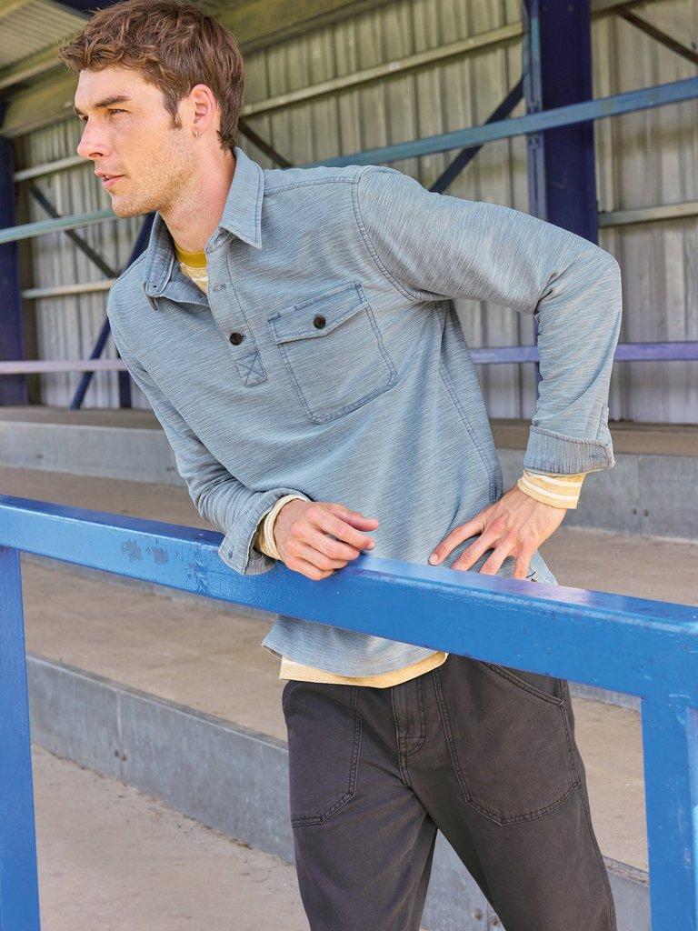 Fenton Slub Pop Over in LGT BLUE - MIXED