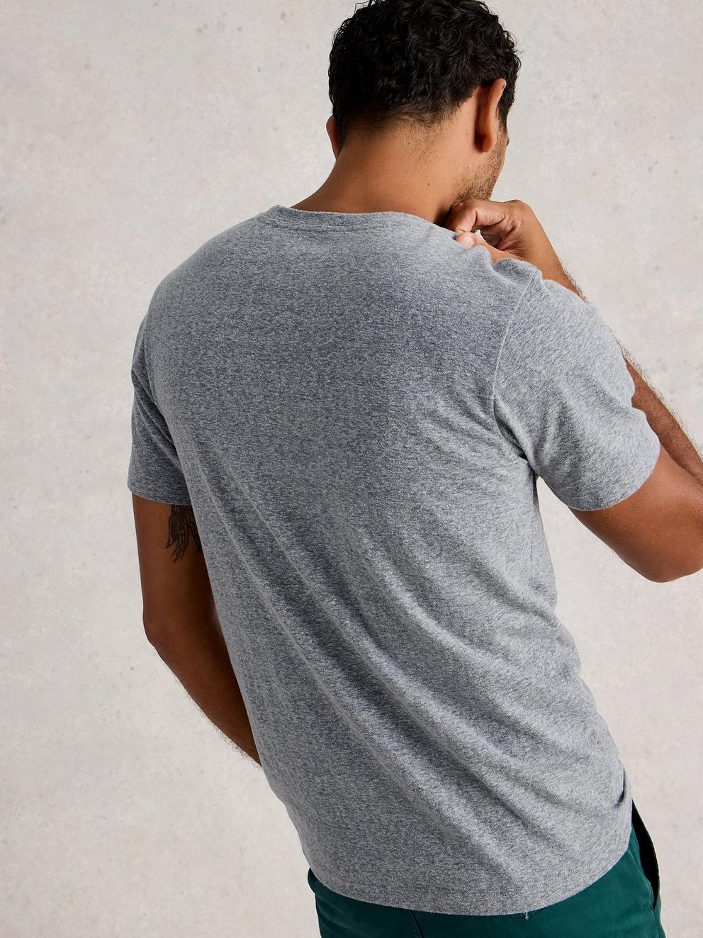 Horsham Heather Tee in GREY MARL - MODEL BACK