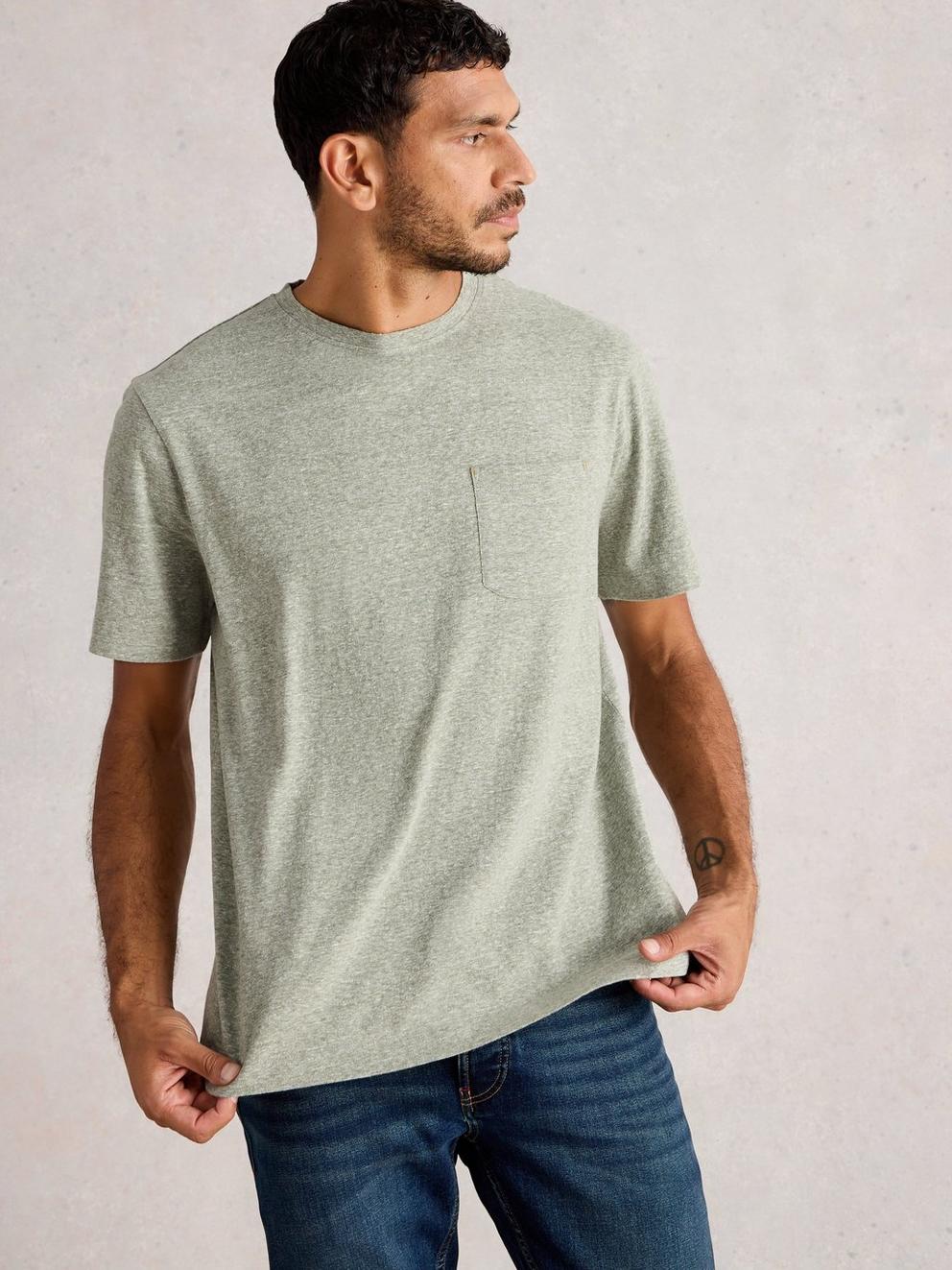 Horsham Heather Tee in LGT GREEN - MODEL DETAIL