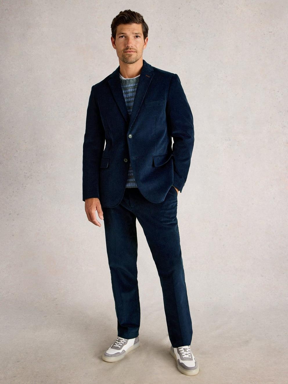 Cord Blazer in DARK NAVY - MODEL FRONT