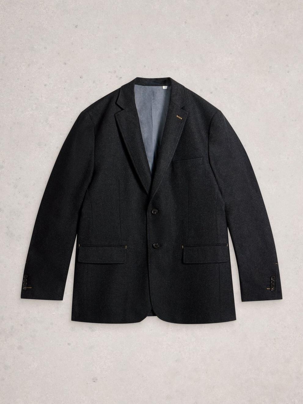 Wool Blend Blazer in CHARC GREY - FLAT FRONT