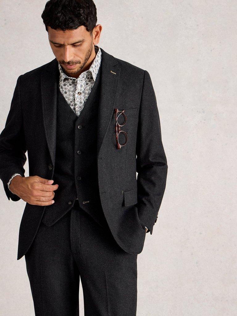 Wool Blend Blazer in CHARC GREY - LIFESTYLE