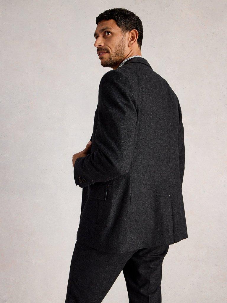 Wool Blend Blazer in CHARC GREY - MODEL BACK