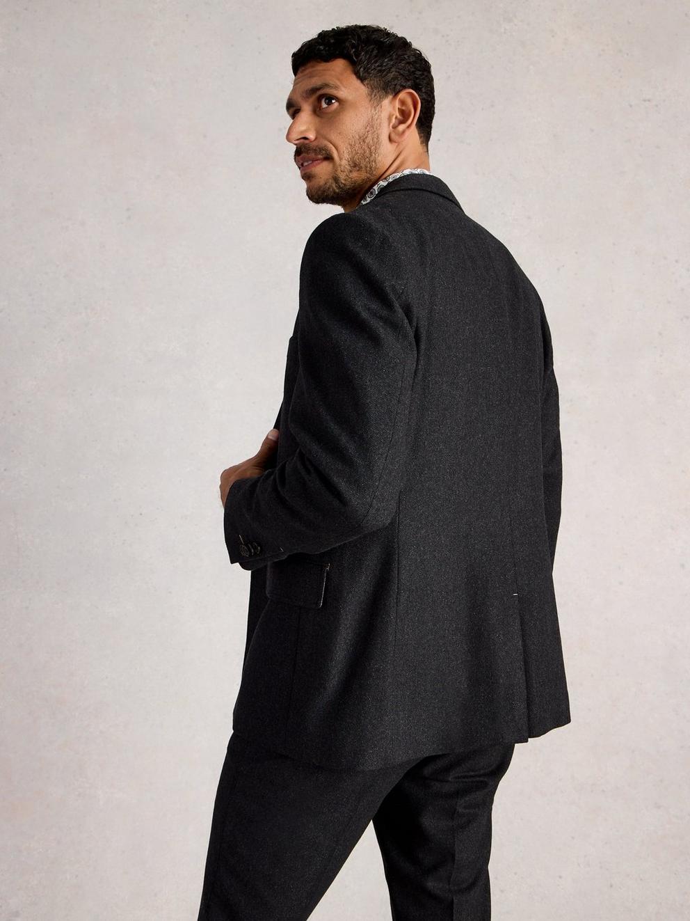 Wool Blend Blazer in CHARC GREY - MODEL BACK