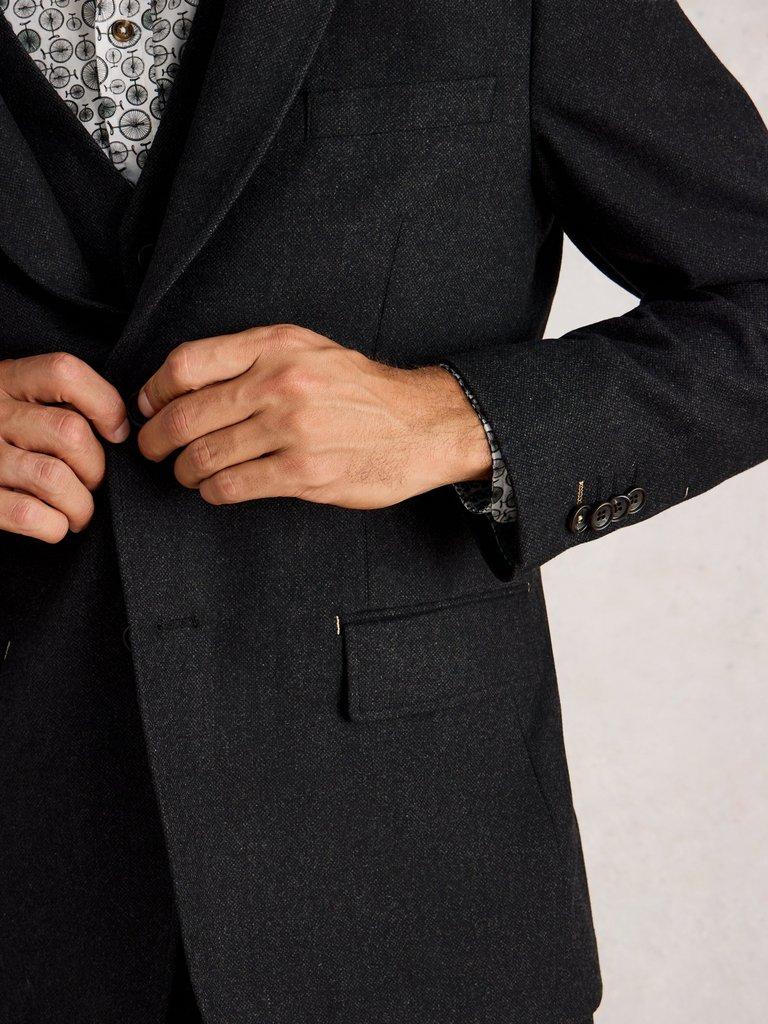 Wool Blend Blazer in CHARC GREY - MODEL DETAIL