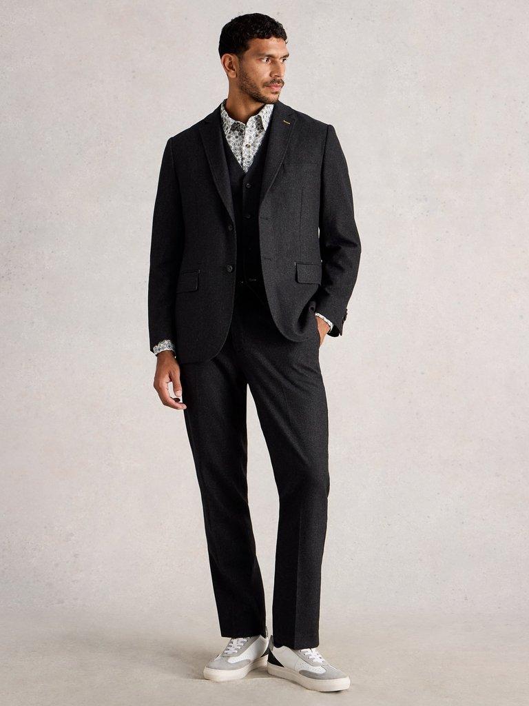 Wool Blend Blazer in CHARC GREY - MODEL FRONT