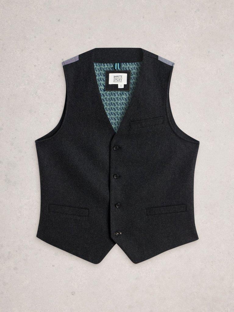 Wool Blend Waistcoat in CHARC GREY - FLAT FRONT