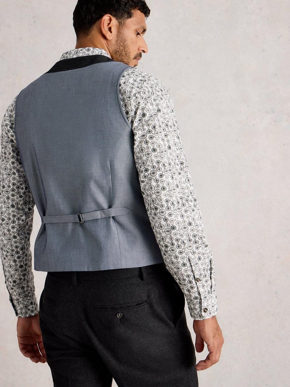 Wool Blend Waistcoat in CHARC GREY - MODEL BACK