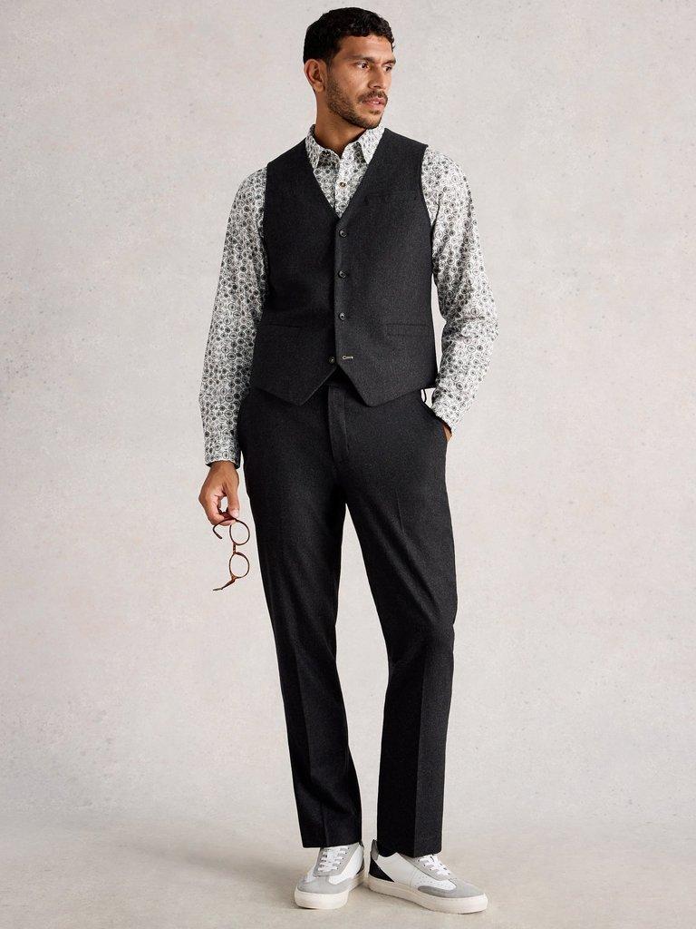 Wool Blend Waistcoat in CHARC GREY - MODEL FRONT