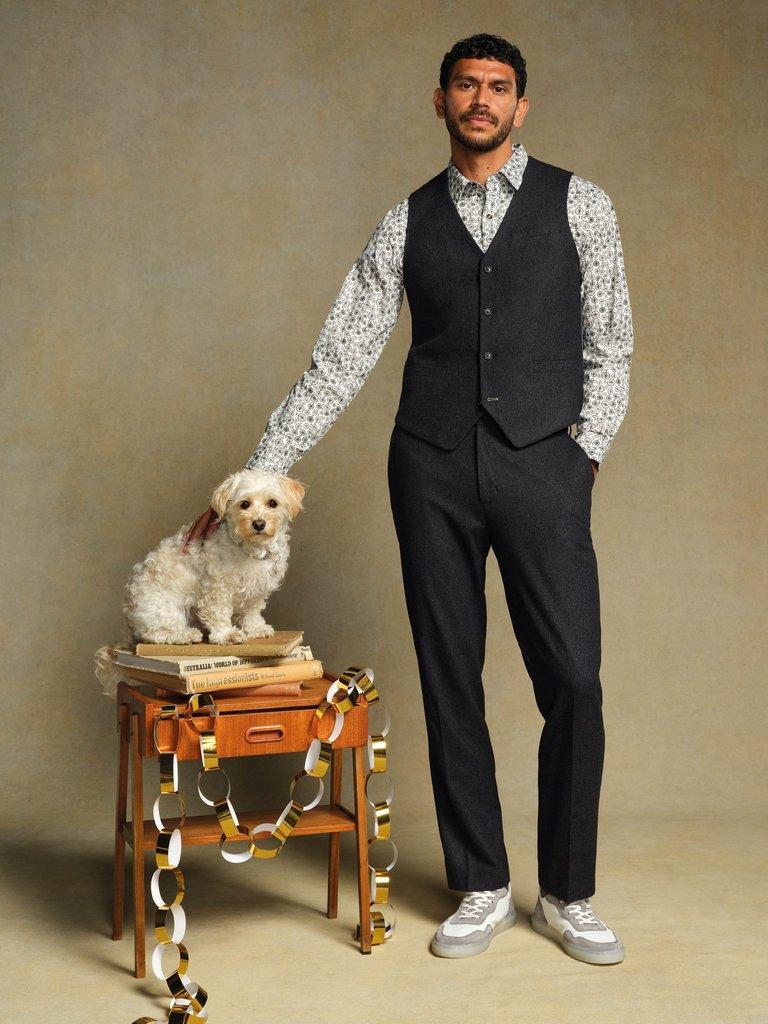 Wool Blend Waistcoat in CHARC GREY - MIXED