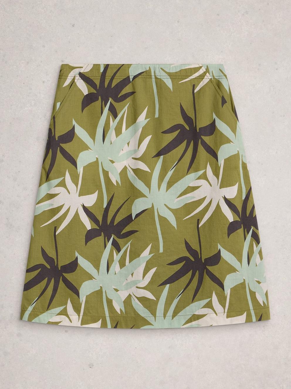 Nell Knee Length Reversible Skirt in NAVY MULTI - FLAT BACK