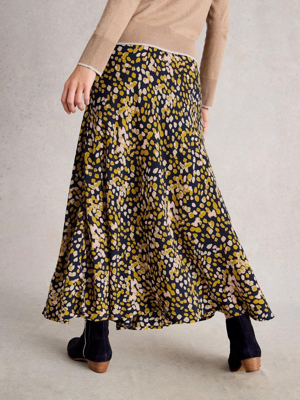 Maxi Hope Bias Cut Skirt in CHART MLT - MODEL BACK