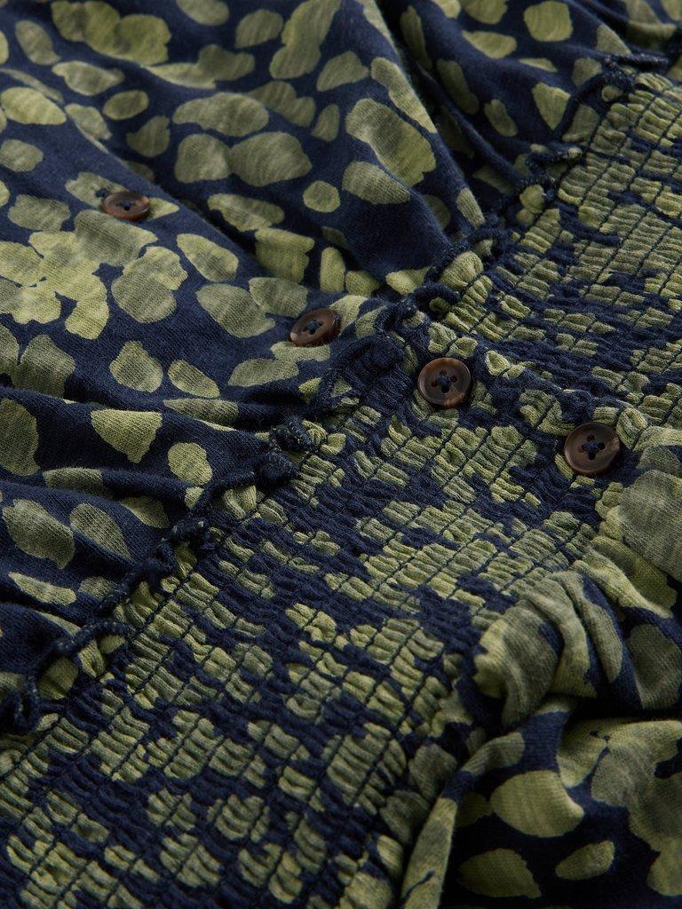 Jonie Shirred Dress in GREEN PR - FLAT DETAIL