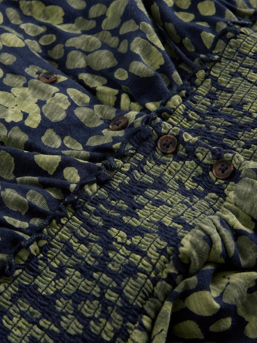 Jonie Shirred Dress in GREEN PR - FLAT DETAIL