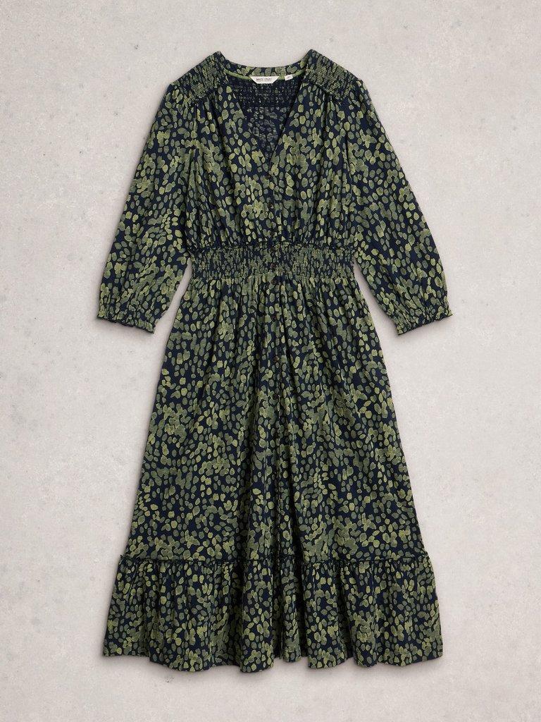 Jonie Shirred Dress in GREEN PR - FLAT FRONT