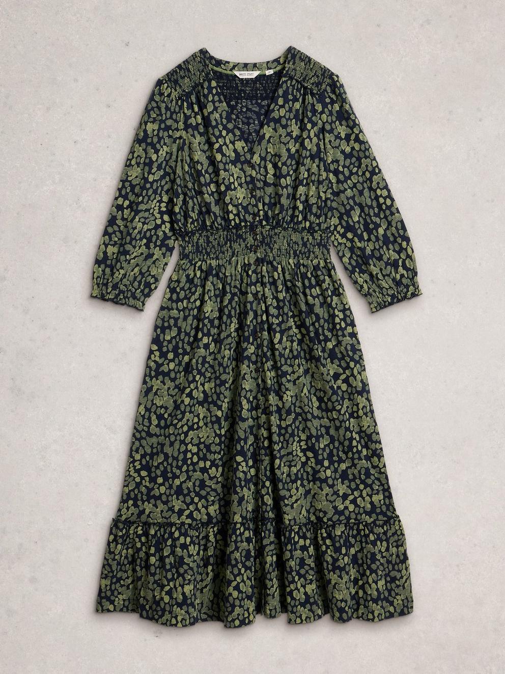 Jonie Shirred Dress in GREEN PR - FLAT FRONT