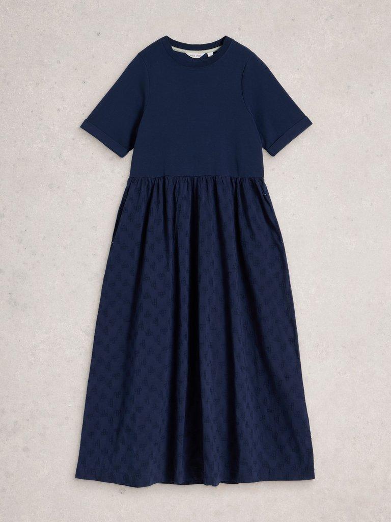 Vera Broderie Dress in DARK NAVY - FLAT FRONT