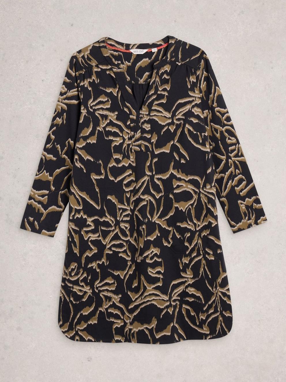 June Dress in BLK MLT - FLAT FRONT