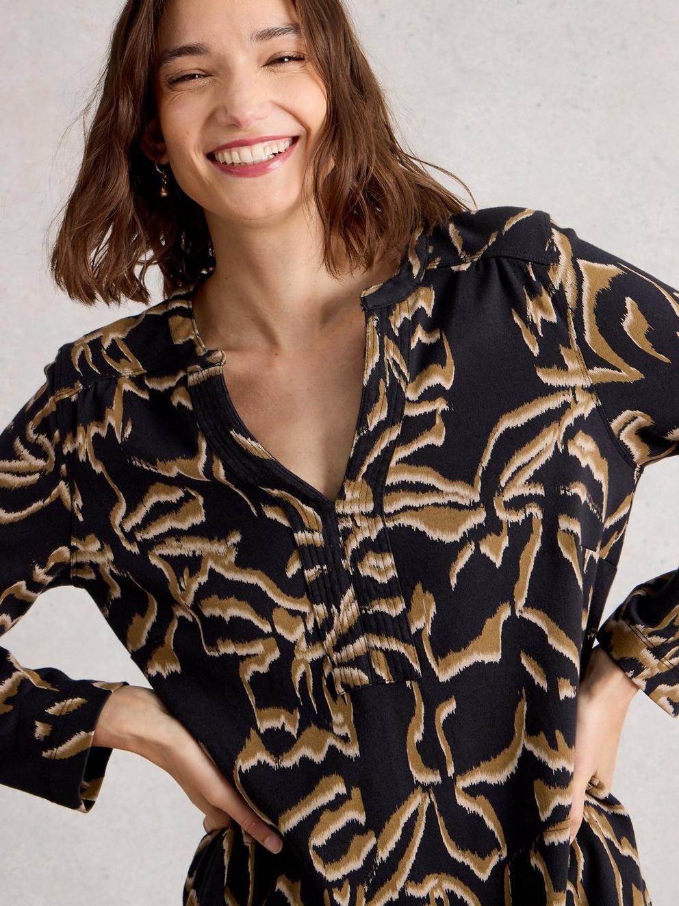 June Dress in BLK MLT - MODEL DETAIL