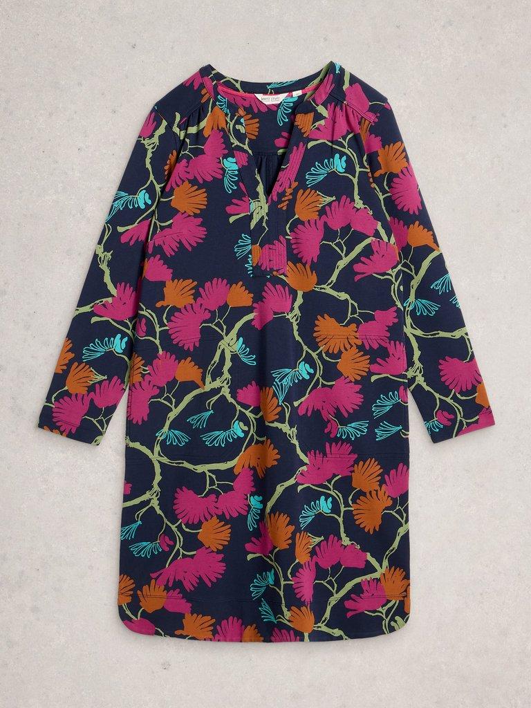 June Dress in NAVY MULTI - FLAT FRONT