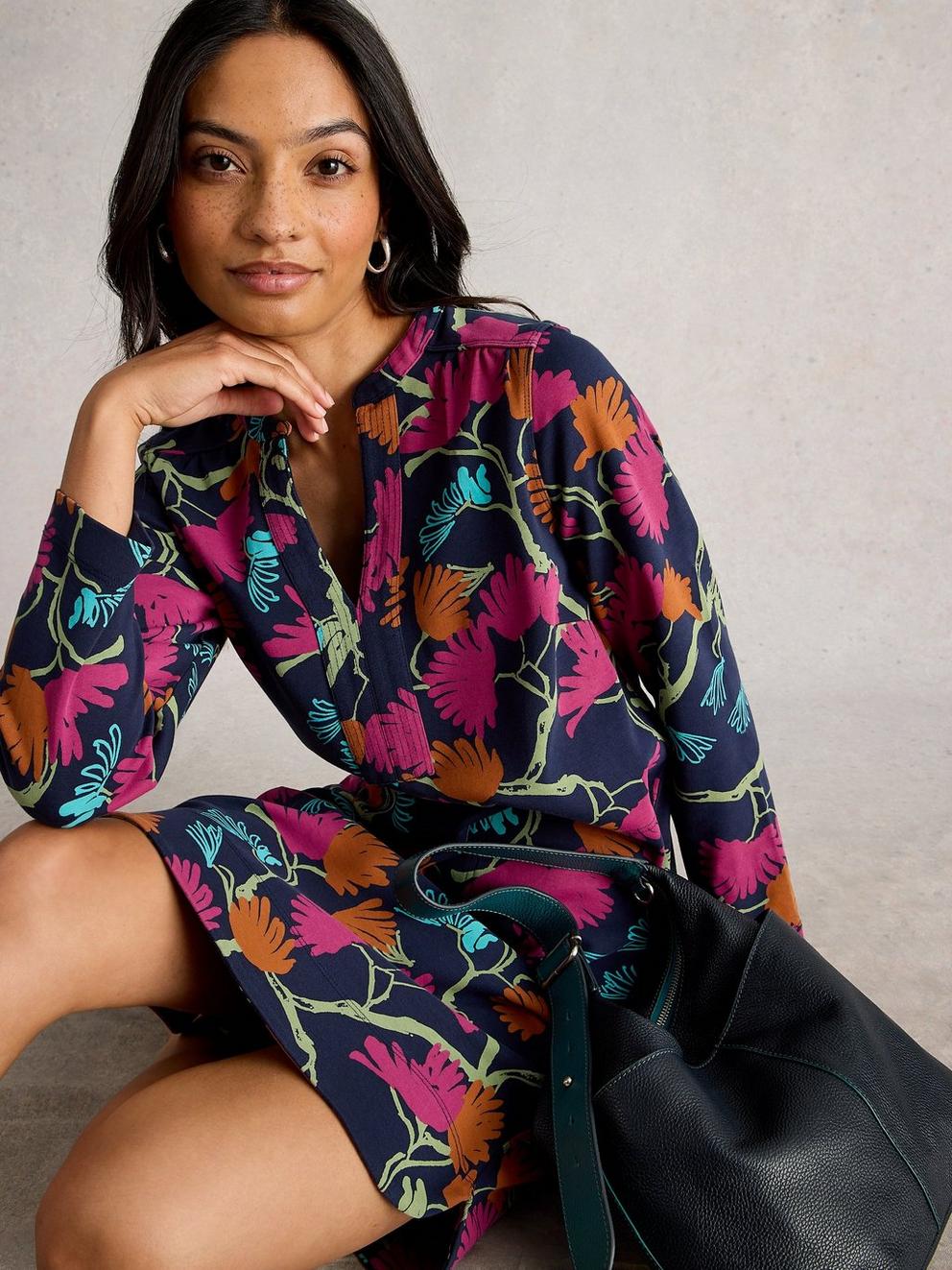 June Dress in NAVY MULTI - LIFESTYLE