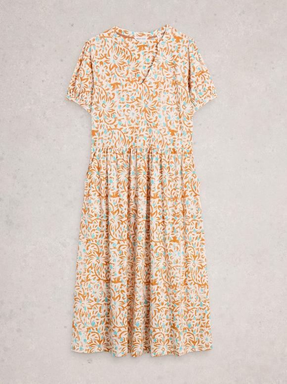 Poppy Jersey Dress in TEAL MULTI