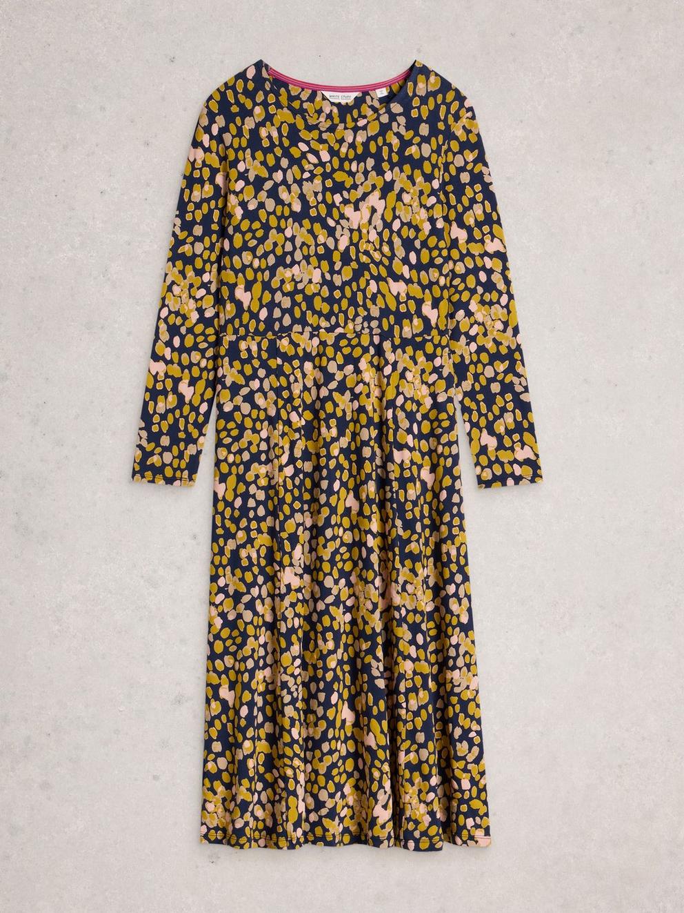 Madeline Jersey Crew Neck Dress in CHART MLT - FLAT FRONT