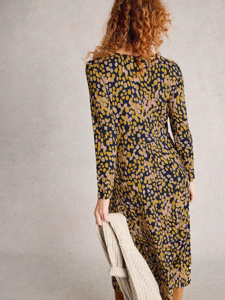 Madeline Jersey Crew Neck Dress in CHART MLT - MODEL BACK