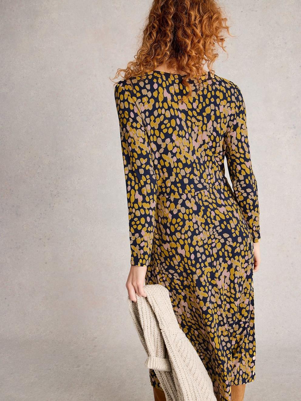 Madeline Jersey Crew Neck Dress in CHART MLT - MODEL BACK