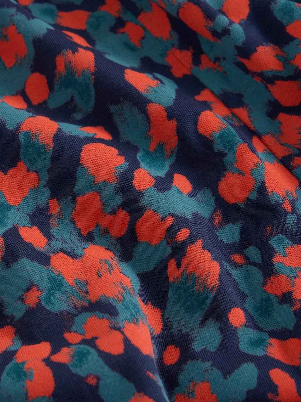 Madeline Jersey Crew Neck Dress in NAVY MULTI - FLAT DETAIL