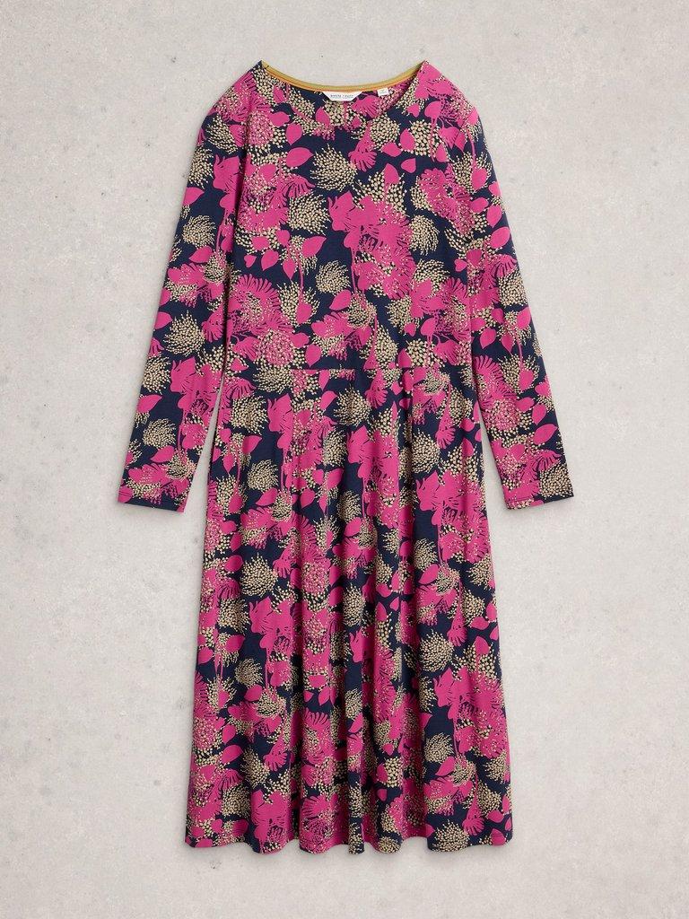 Madeline Jersey Crew Neck Dress in PINK MLT - FLAT FRONT