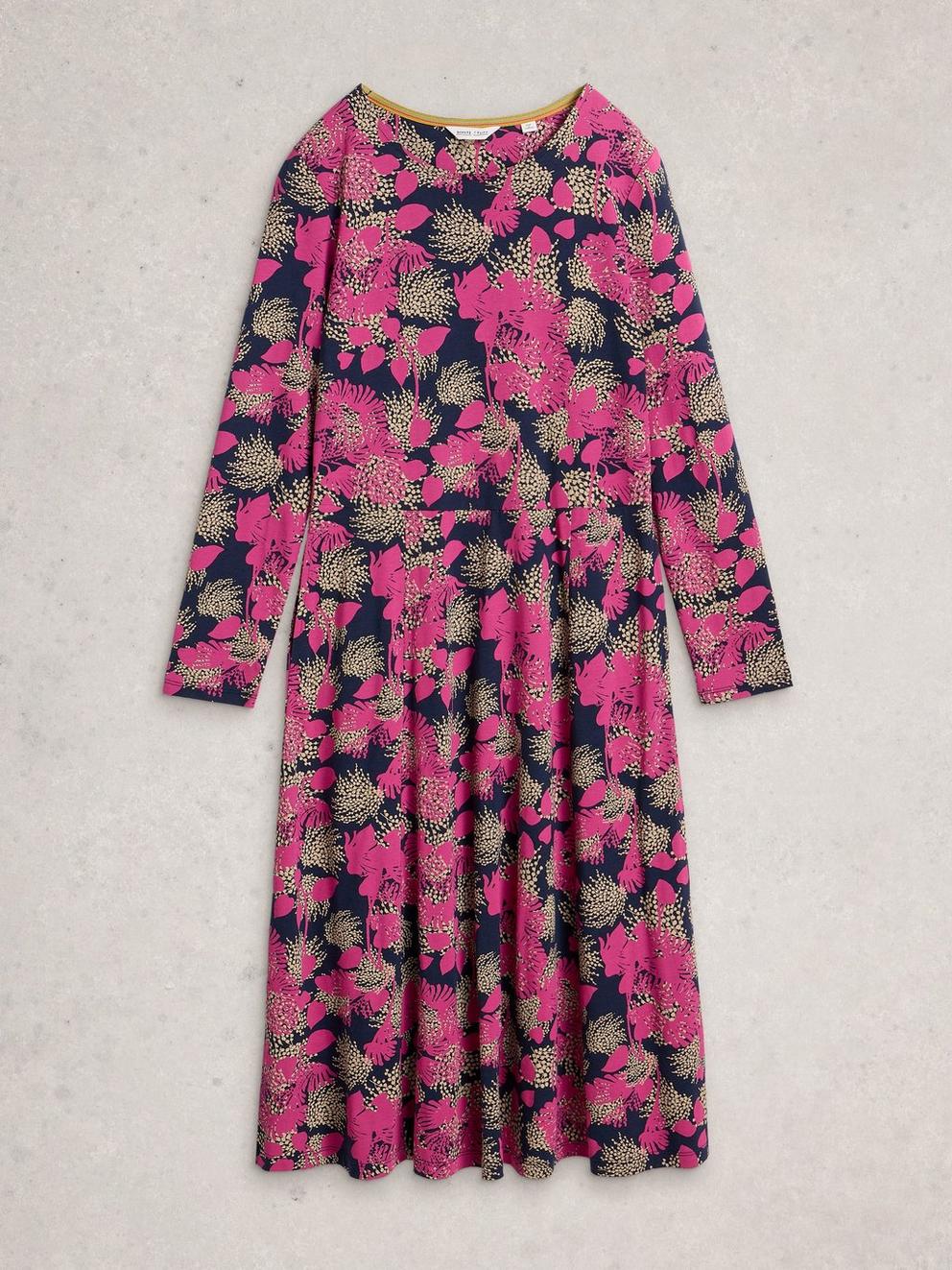 Madeline Jersey Crew Neck Dress in PINK MLT - FLAT FRONT