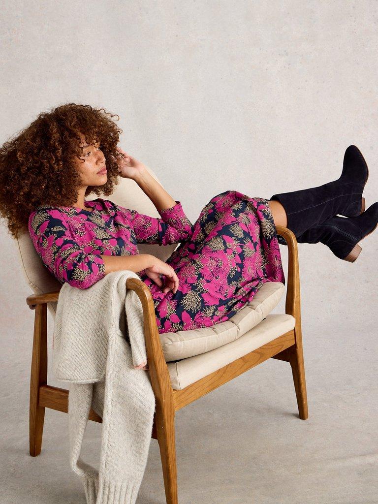 Madeline Jersey Crew Neck Dress in PINK MLT - LIFESTYLE