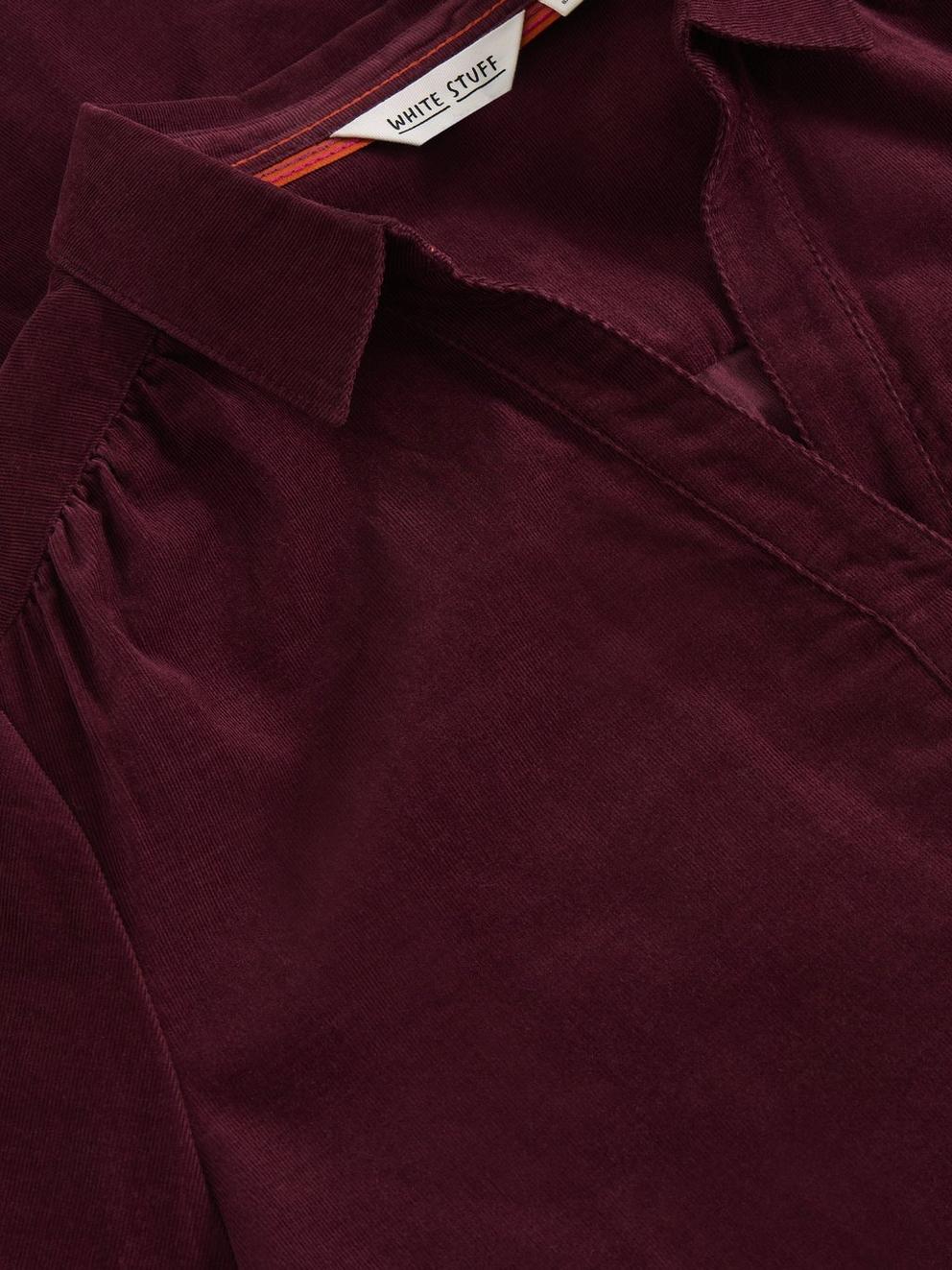 Blake Cord Tunic in DK PLUM - FLAT DETAIL