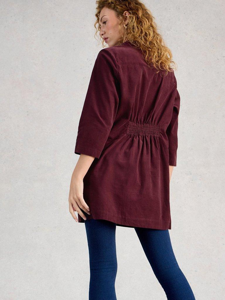 Blake Cord Tunic in DK PLUM - MODEL BACK