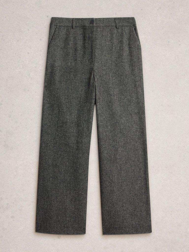 Belle Wide Leg Tweedy Trousers in GREY MLT - FLAT FRONT