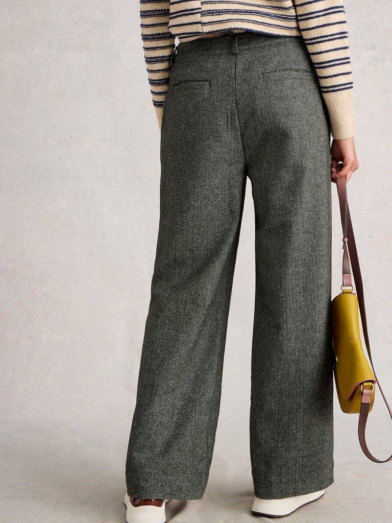 Belle Wide Leg Tweedy Trousers in GREY MLT - MODEL BACK
