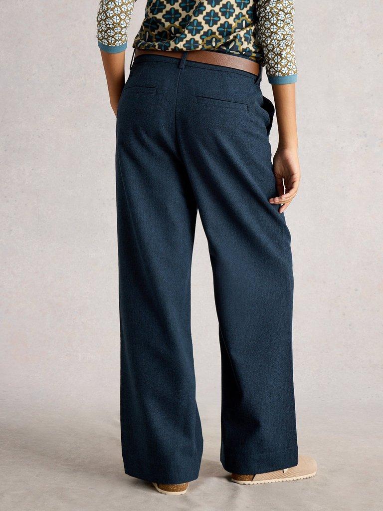 Belle Wide Leg Tweedy Trousers in NAVY MULTI - MODEL BACK