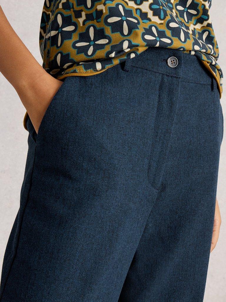 Belle Wide Leg Tweedy Trousers in NAVY MULTI - MODEL DETAIL