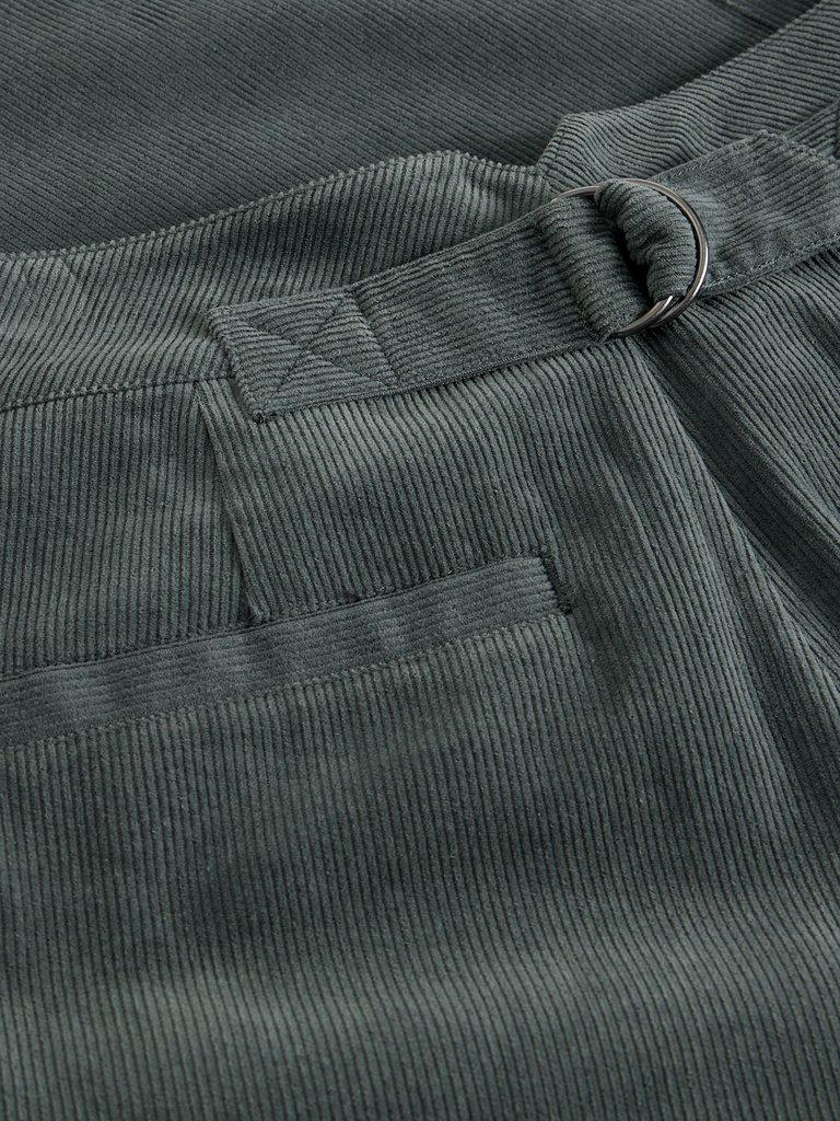 Sasha Cord Wide Leg Trouser in DK GREEN - FLAT DETAIL