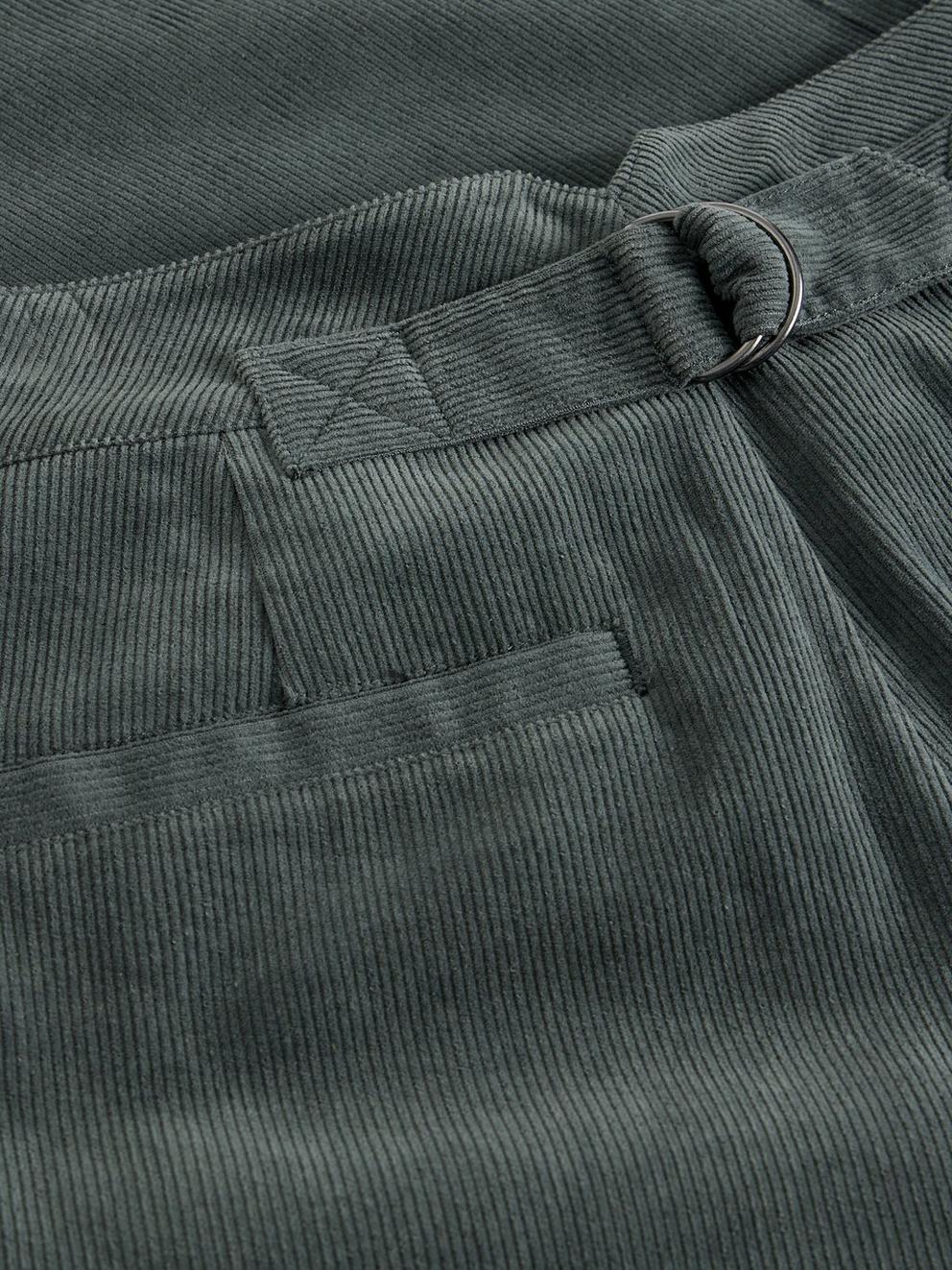 Sasha Cord Wide Leg Trouser in DK GREEN - FLAT DETAIL