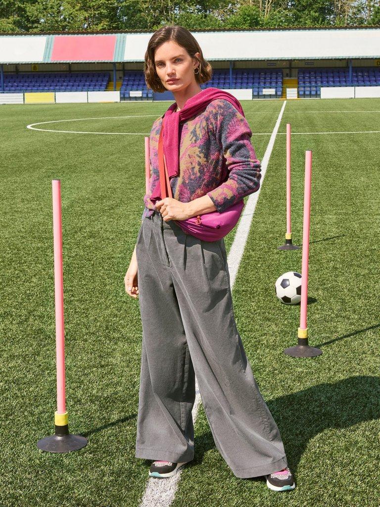 Sasha Cord Wide Leg Trouser in DK GREEN - MIXED