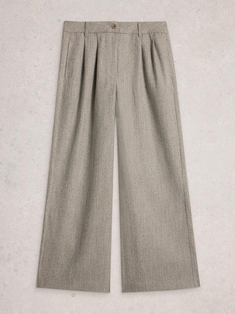 Sasha Wide Leg Tweedy Trouser in GREY MLT - FLAT FRONT