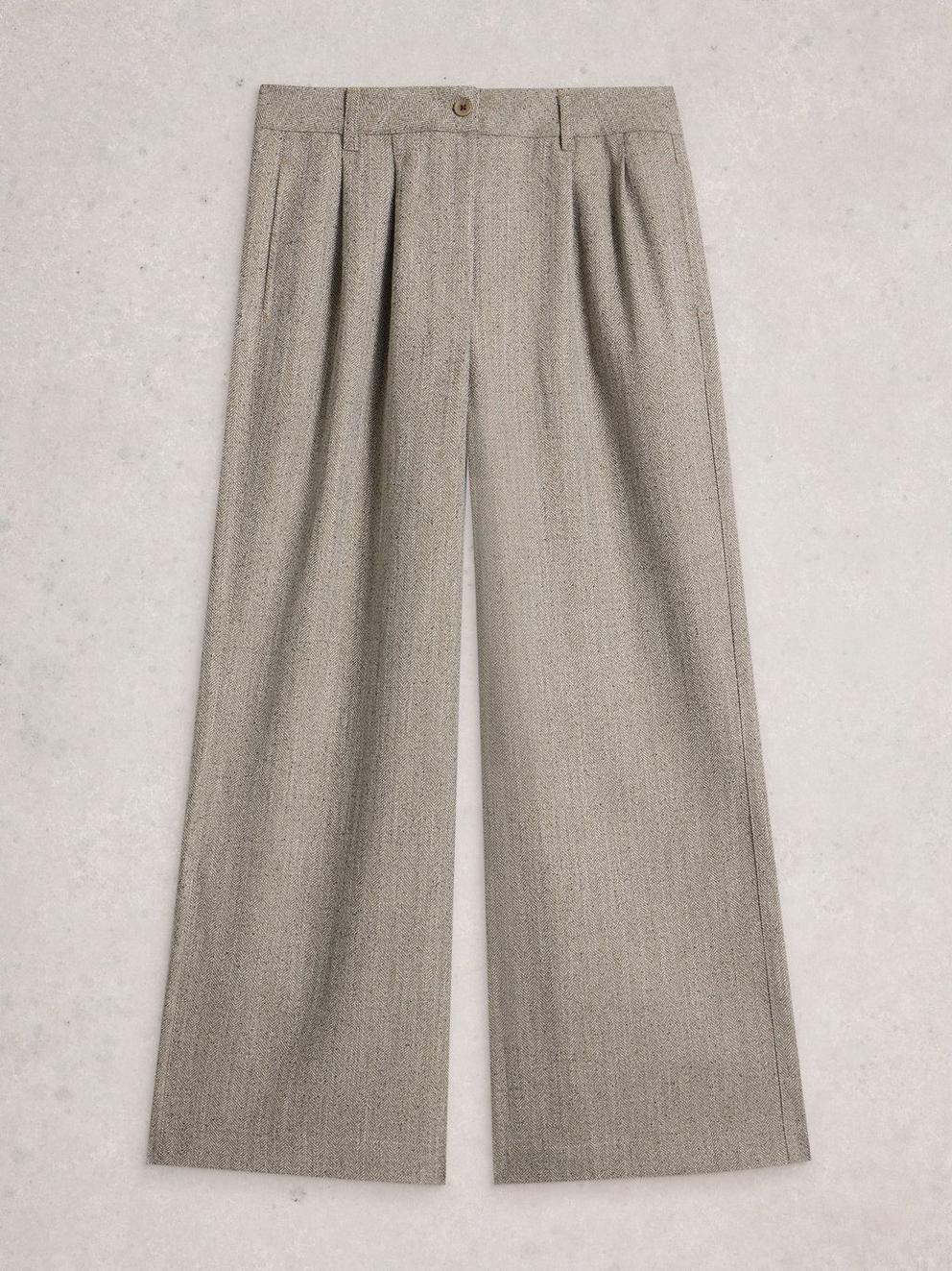 Sasha Wide Leg Tweedy Trouser in GREY MLT - FLAT FRONT