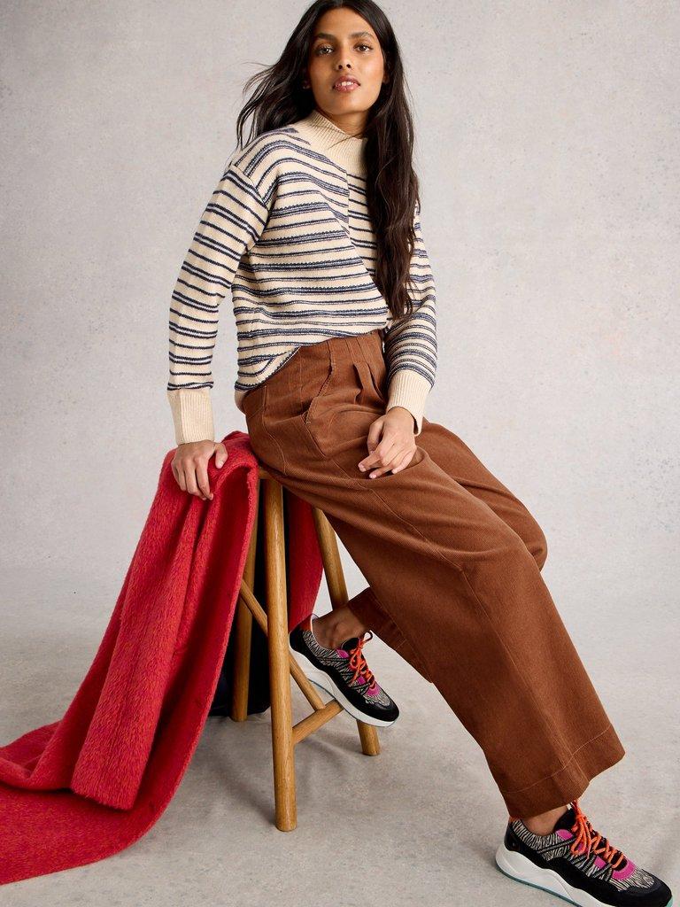 Clara Cord Wide Leg Trouser in DARK TAN - LIFESTYLE