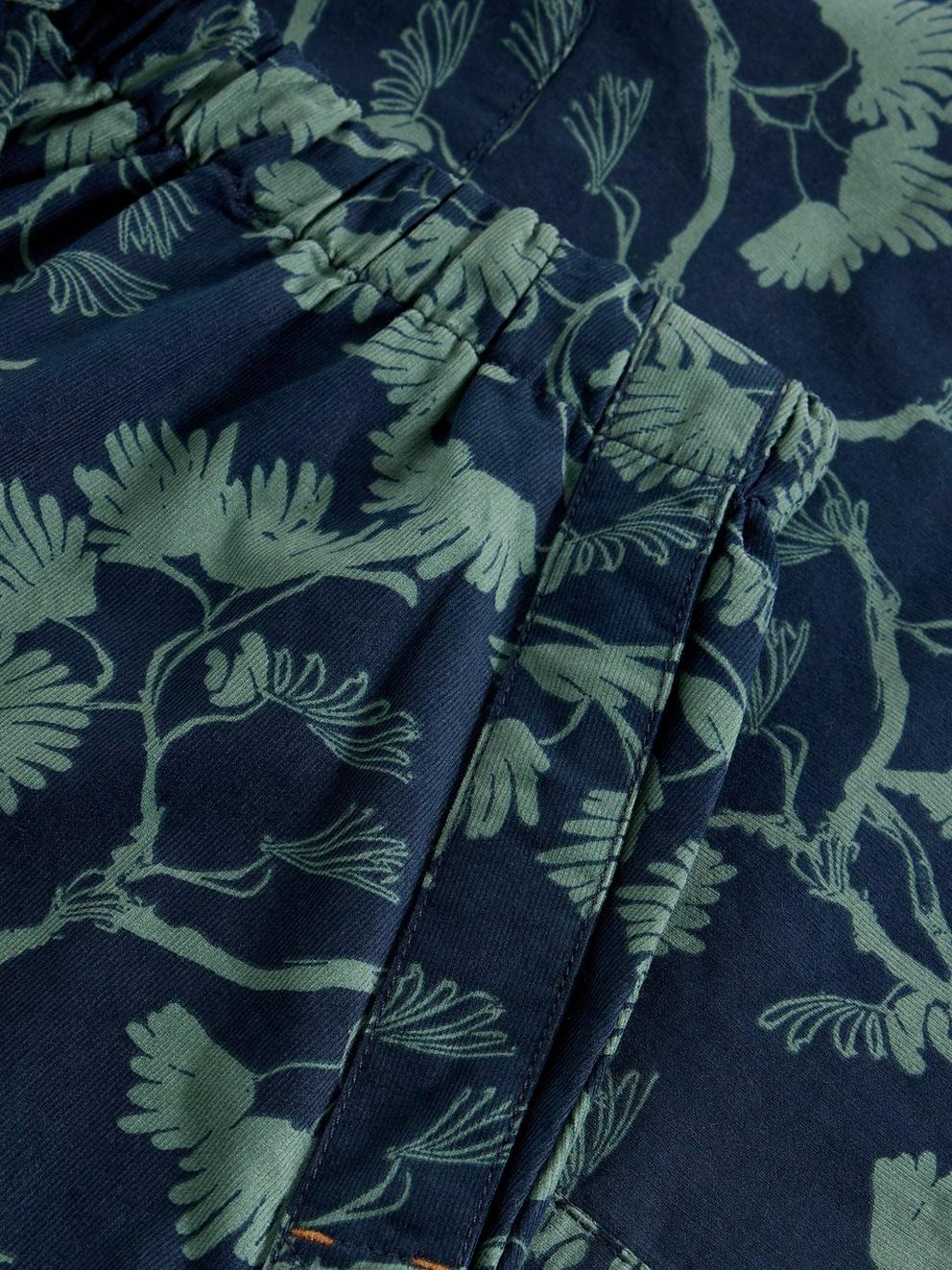 Tilly Cord Midi Skirt in NAVY PR - FLAT DETAIL