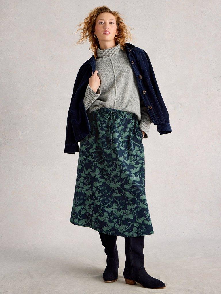 Tilly Cord Midi Skirt in NAVY PR - LIFESTYLE