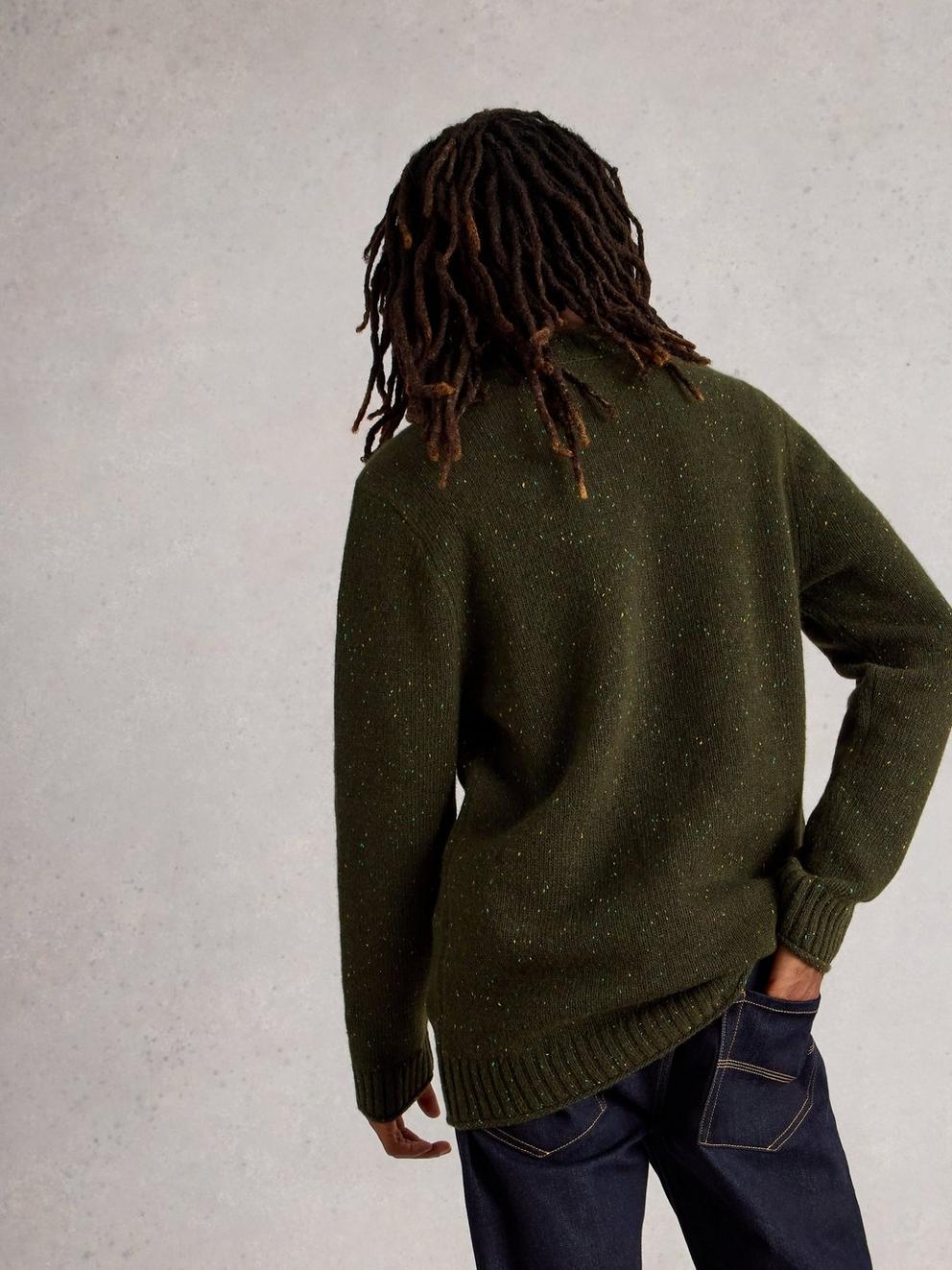 Berkley Crew Neck in DK GREEN - MODEL BACK